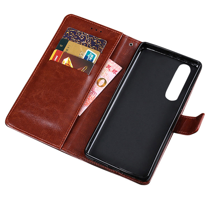 IDEWEI Crazy Horse Texture PU Leather Wallet Stand Case Phone Shell for Sony Xperia 5 III 5G