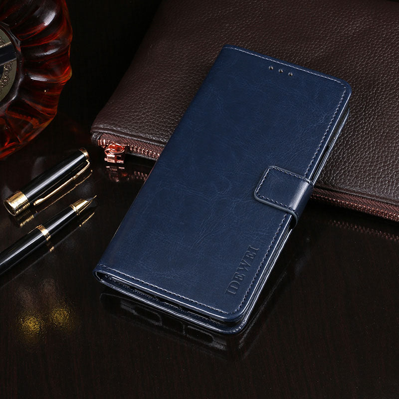 IDEWEI Crazy Horse Texture PU Leather Wallet Stand Case Phone Shell for Sony Xperia 5 III 5G