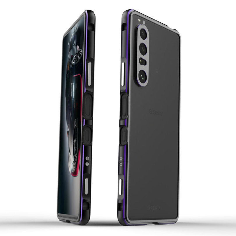 Polar Lights Style Metal Bumper Case Cover +Camera Lens Ring Protector for Sony Xperia 1 III 5G