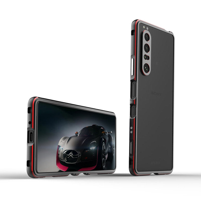 Polar Lights Style Metal Bumper Case Cover +Camera Lens Ring Protector for Sony Xperia 1 III 5G