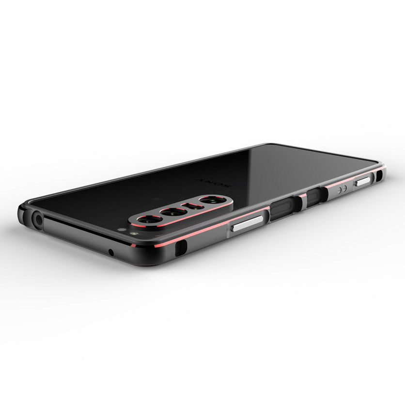 Polar Lights Style Metal Bumper Case Cover +Camera Lens Ring Protector for Sony Xperia 1 III 5G