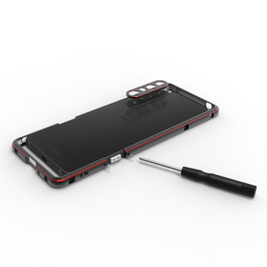 Polar Lights Style Metal Bumper Case Cover +Camera Lens Ring Protector for Sony Xperia 1 III 5G