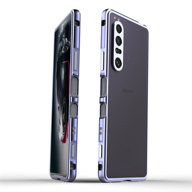 Polar Lights Style Metal Bumper Case Cover +Camera Lens Ring Protector for Sony Xperia 1 III 5G