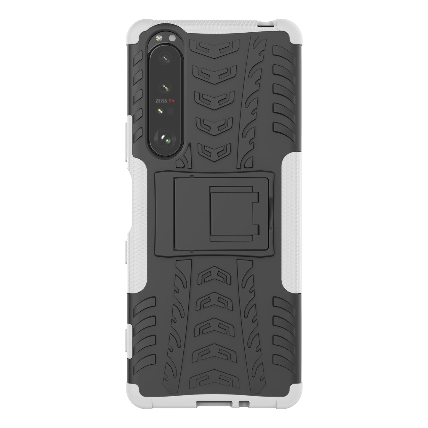 Kickstand Design Tire Texture Hard PC + TPU Shock-Absorption Phone Case for Sony Xperia 1 III 5G