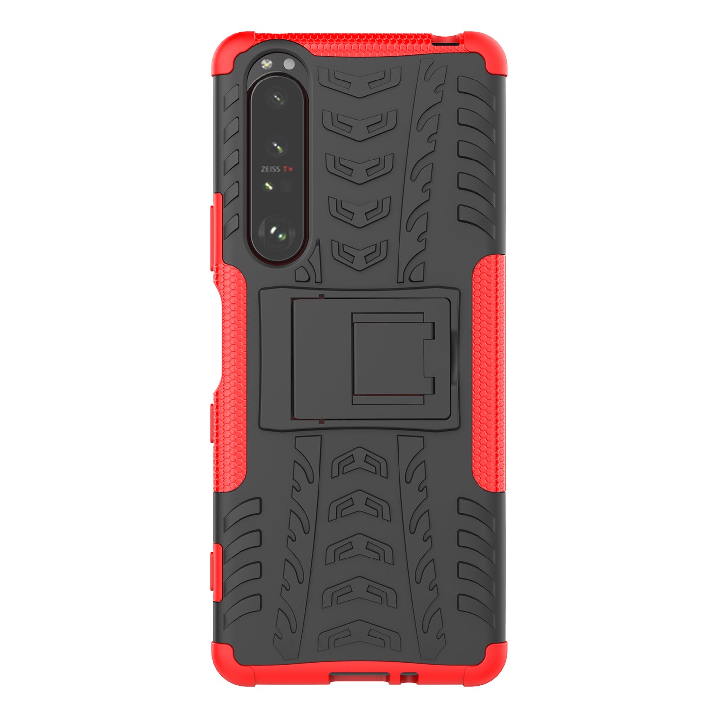 Kickstand Design Tire Texture Hard PC + TPU Shock-Absorption Phone Case for Sony Xperia 1 III 5G