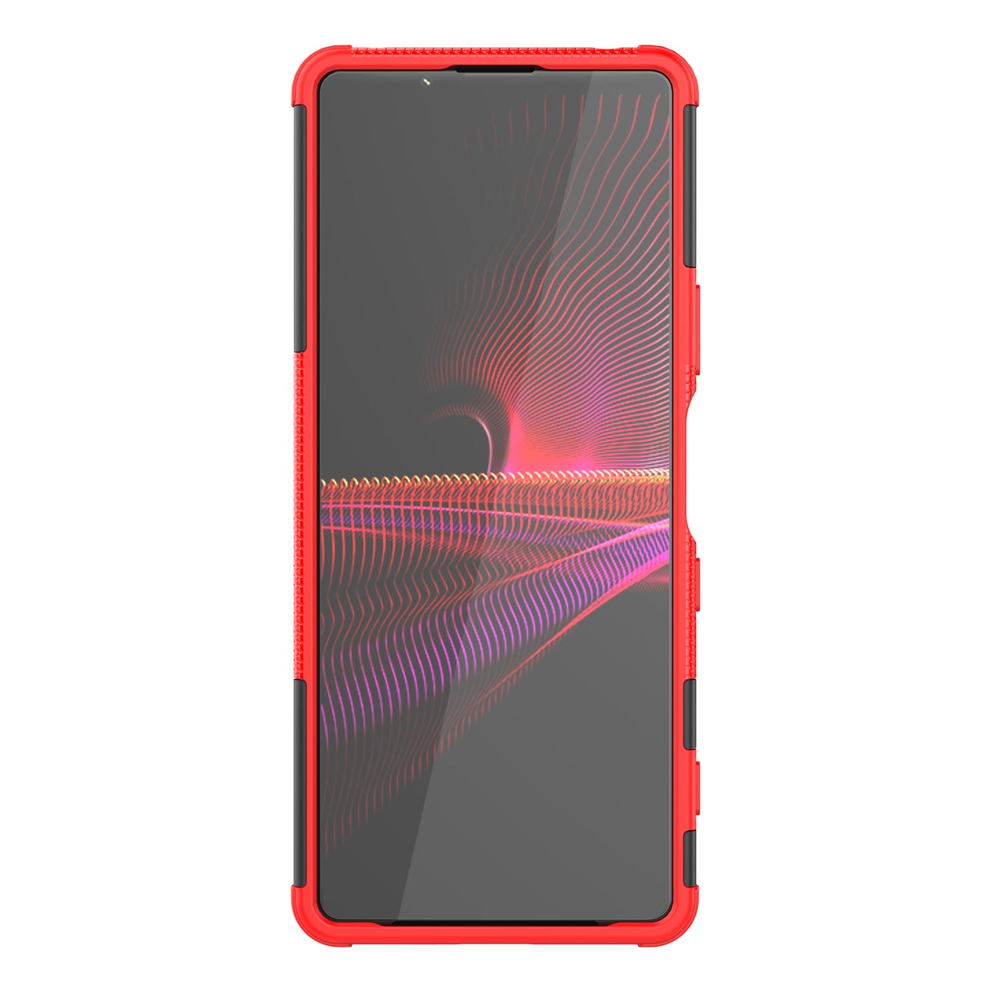 Kickstand Design Tire Texture Hard PC + TPU Shock-Absorption Phone Case for Sony Xperia 1 III 5G