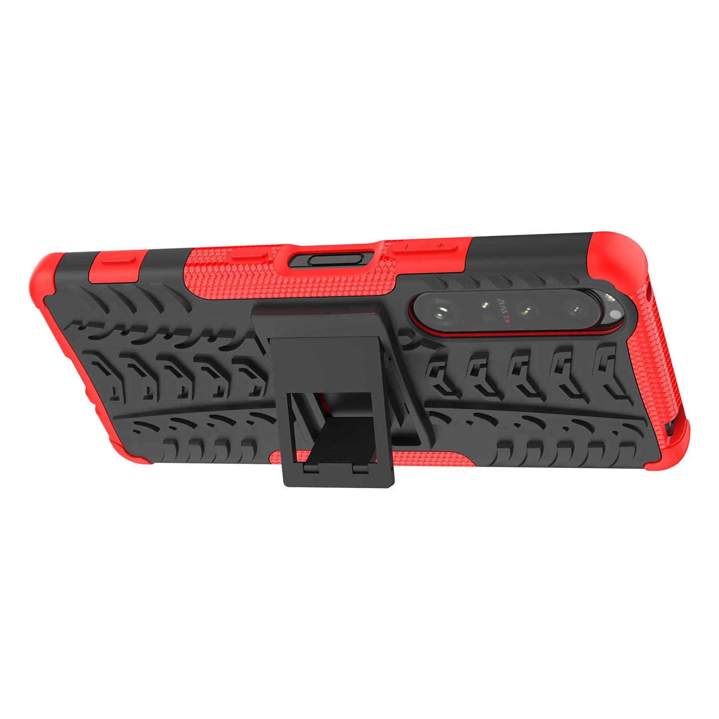 Kickstand Design Tire Texture Hard PC + TPU Shock-Absorption Phone Case for Sony Xperia 1 III 5G