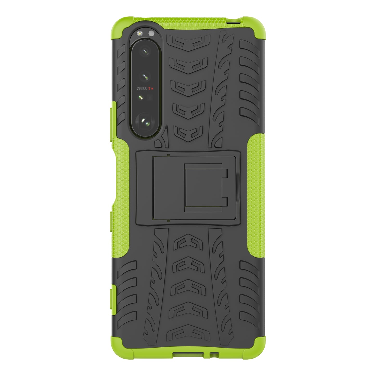 Kickstand Design Tire Texture Hard PC + TPU Shock-Absorption Phone Case for Sony Xperia 1 III 5G