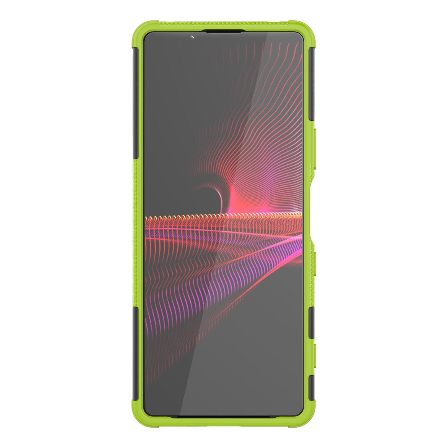 Kickstand Design Tire Texture Hard PC + TPU Shock-Absorption Phone Case for Sony Xperia 1 III 5G