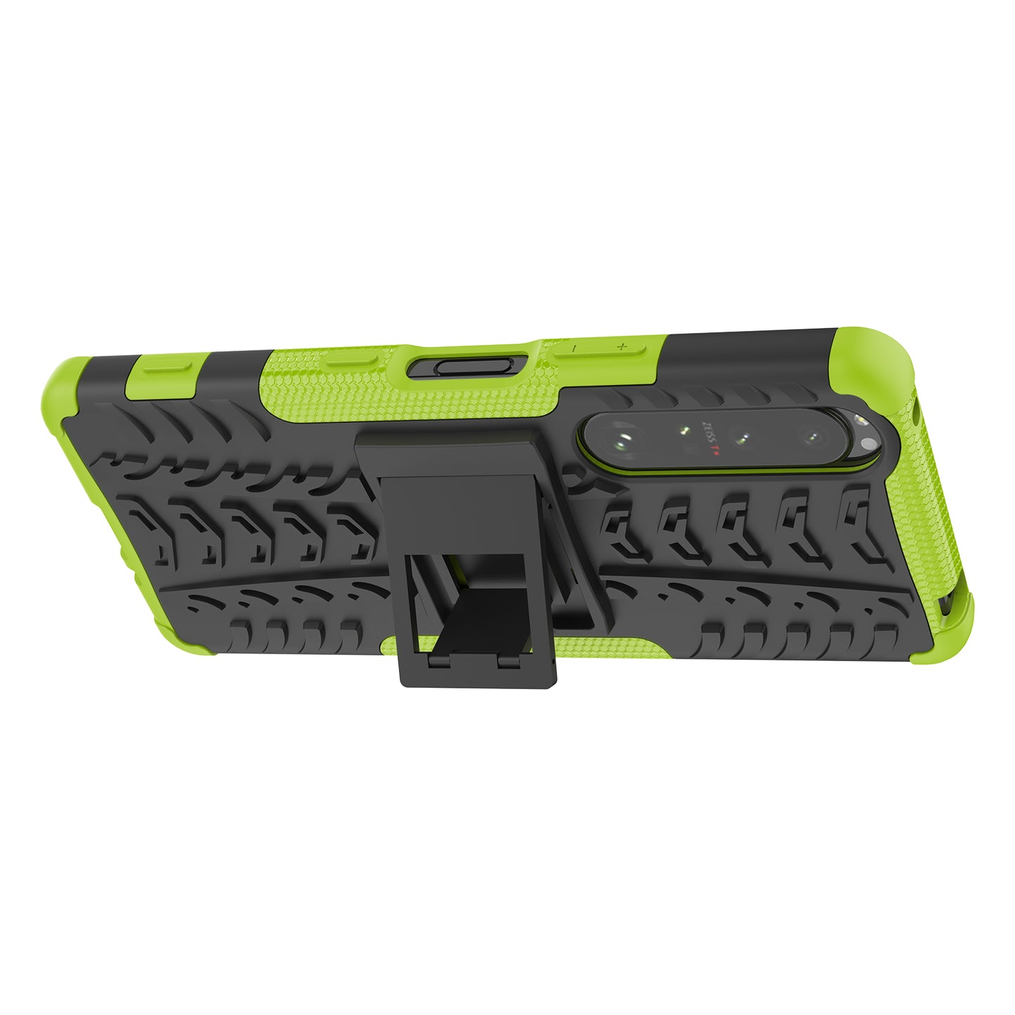 Kickstand Design Tire Texture Hard PC + TPU Shock-Absorption Phone Case for Sony Xperia 1 III 5G