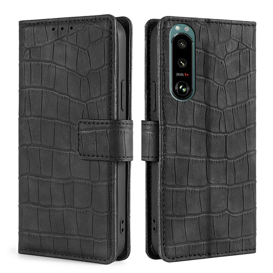 Crocodile Texture Supporting Stand Wallet Leather Case Phone Cover Shell for Sony Xperia 5 III 5G