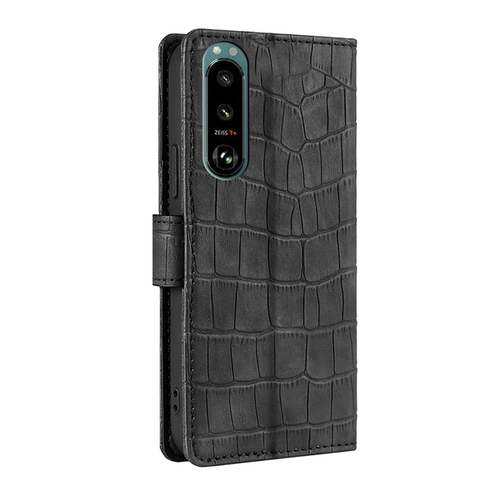 Crocodile Texture Supporting Stand Wallet Leather Case Phone Cover Shell for Sony Xperia 5 III 5G