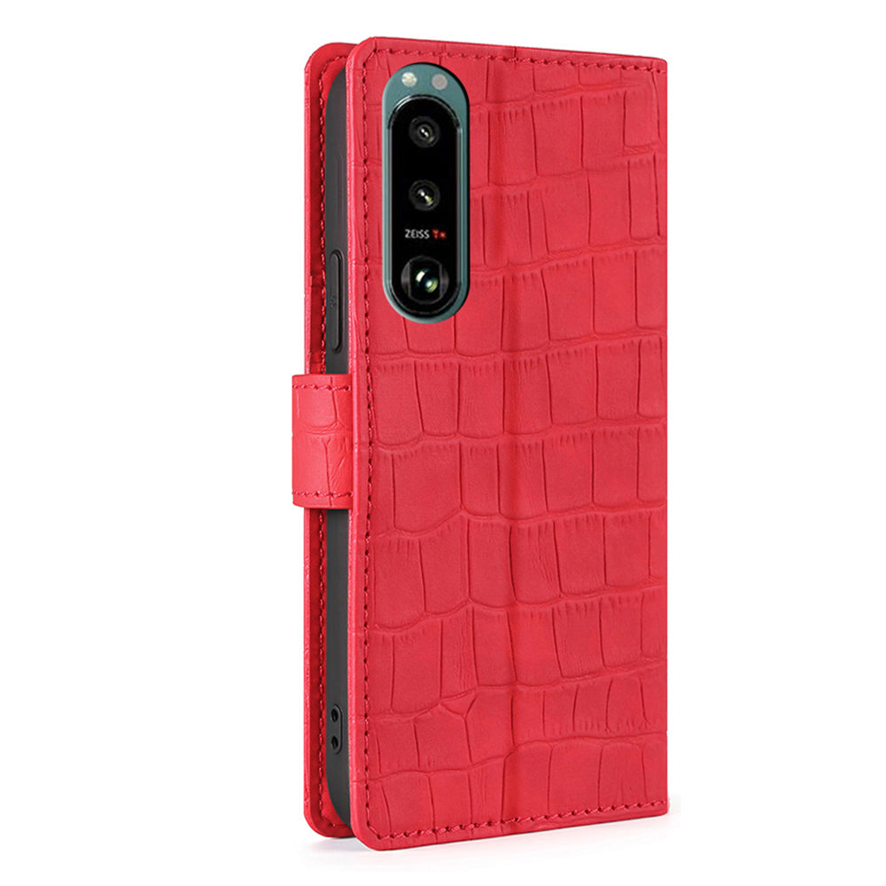 Crocodile Texture Supporting Stand Wallet Leather Case Phone Cover Shell for Sony Xperia 5 III 5G