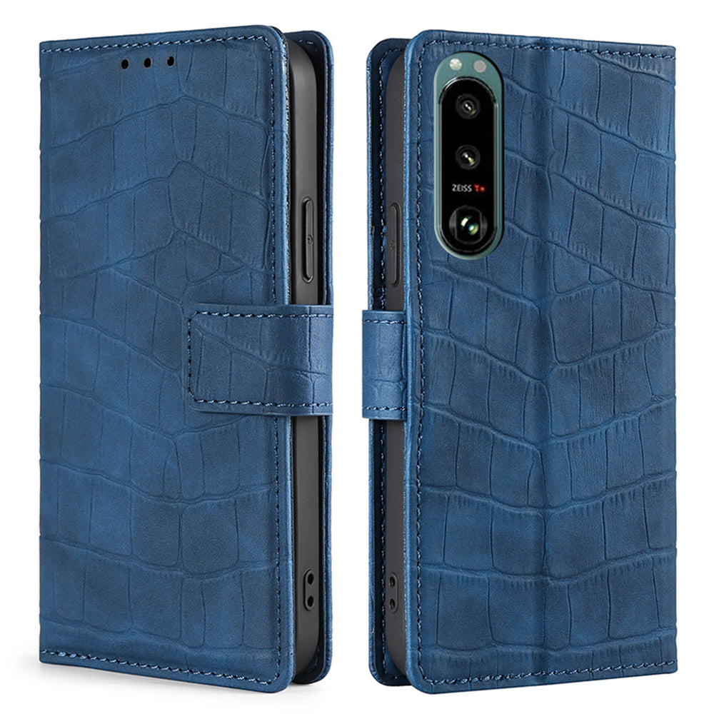 Crocodile Texture Supporting Stand Wallet Leather Case Phone Cover Shell for Sony Xperia 5 III 5G