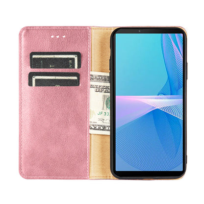 Solid Color Auto-absorbed Closure PU Leather Wallet Stand Phone Shell Case for Sony Xperia 5 III 5G