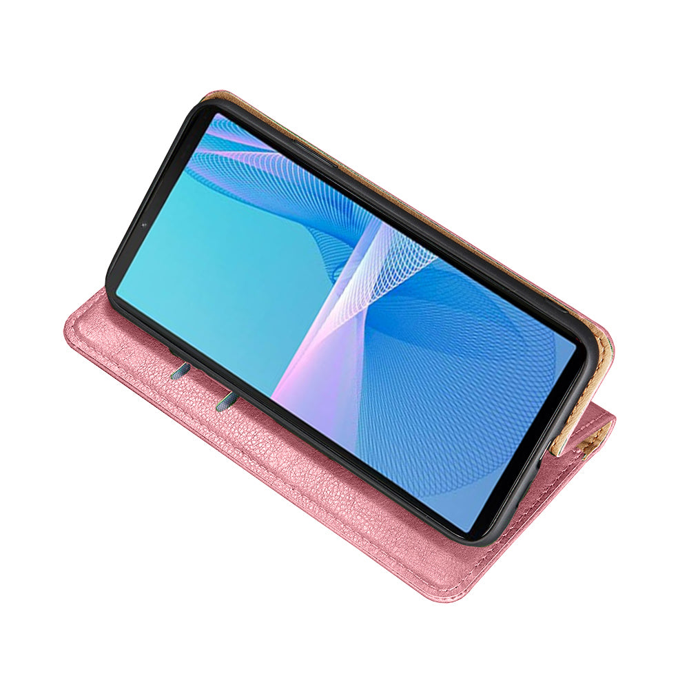 Solid Color Auto-absorbed Closure PU Leather Wallet Stand Phone Shell Case for Sony Xperia 5 III 5G