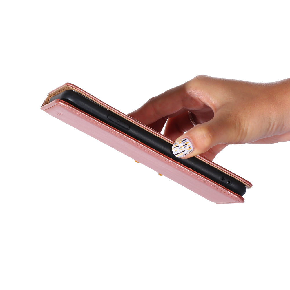 Solid Color Auto-absorbed Closure PU Leather Wallet Stand Phone Shell Case for Sony Xperia 5 III 5G