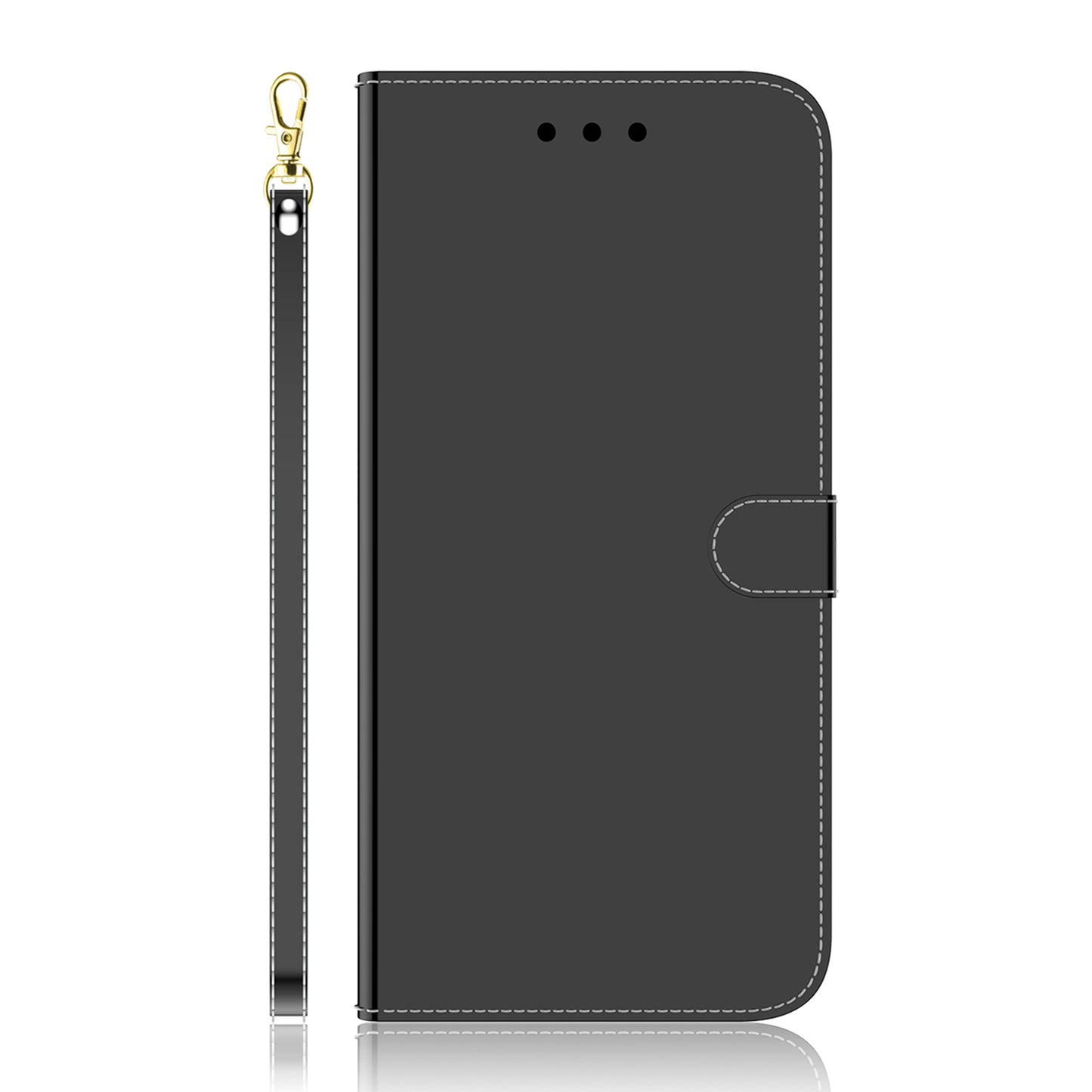 Mirror-like Surface Leather Phone Protective Cover Stand Wallet Case for Sony Xperia 5 III 5G