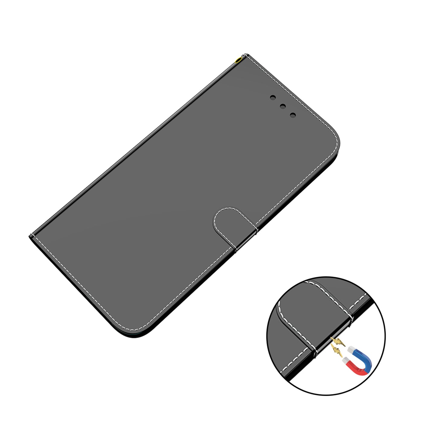 Mirror-like Surface Leather Phone Protective Cover Stand Wallet Case for Sony Xperia 5 III 5G