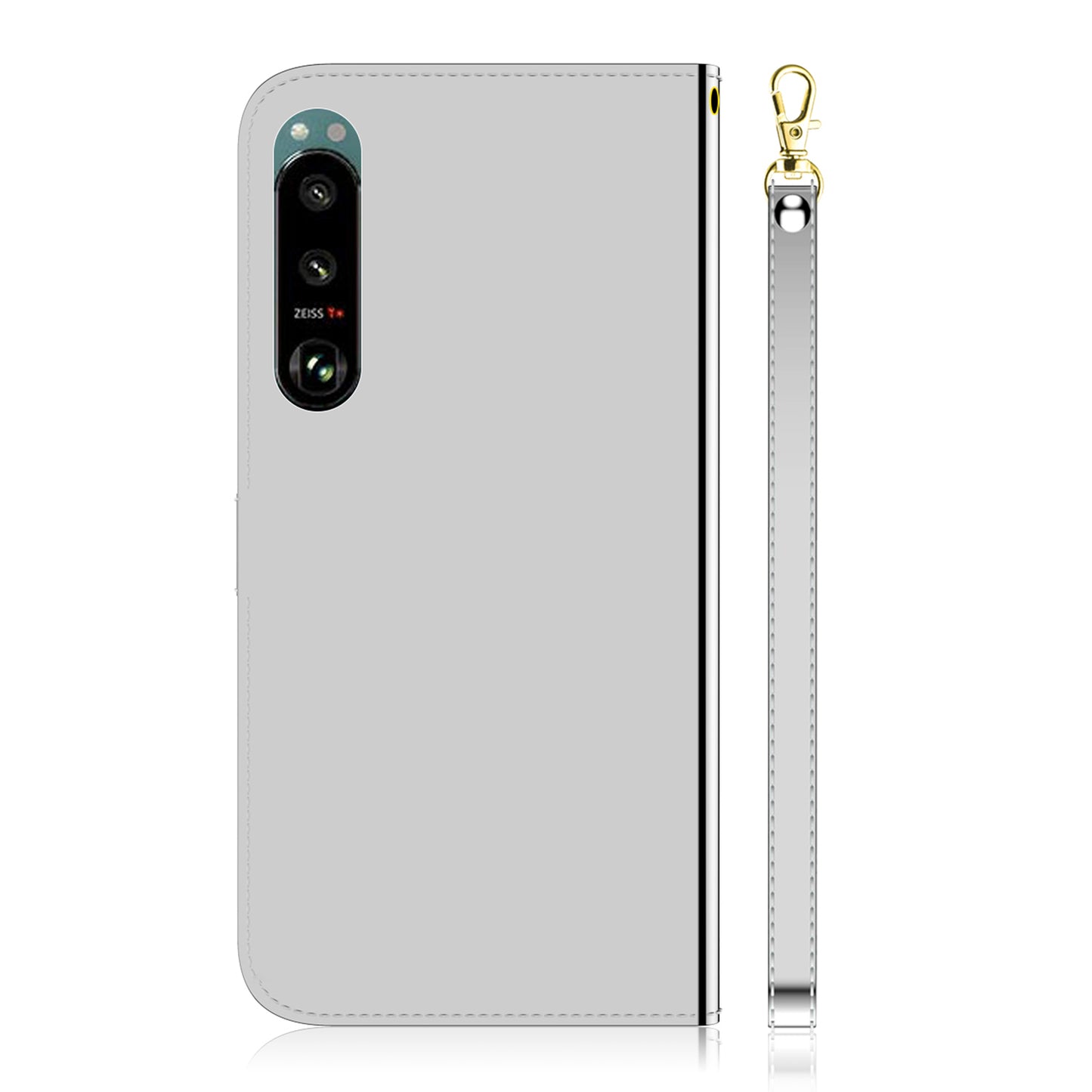 Mirror-like Surface Leather Phone Protective Cover Stand Wallet Case for Sony Xperia 5 III 5G