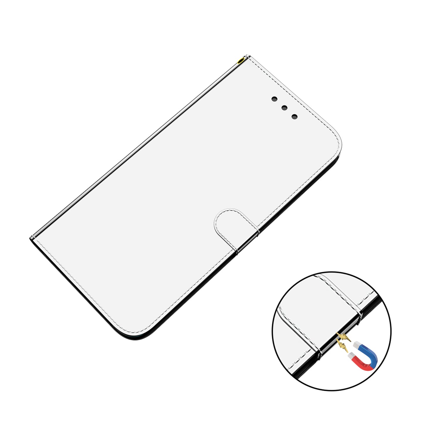Mirror-like Surface Leather Phone Protective Cover Stand Wallet Case for Sony Xperia 5 III 5G