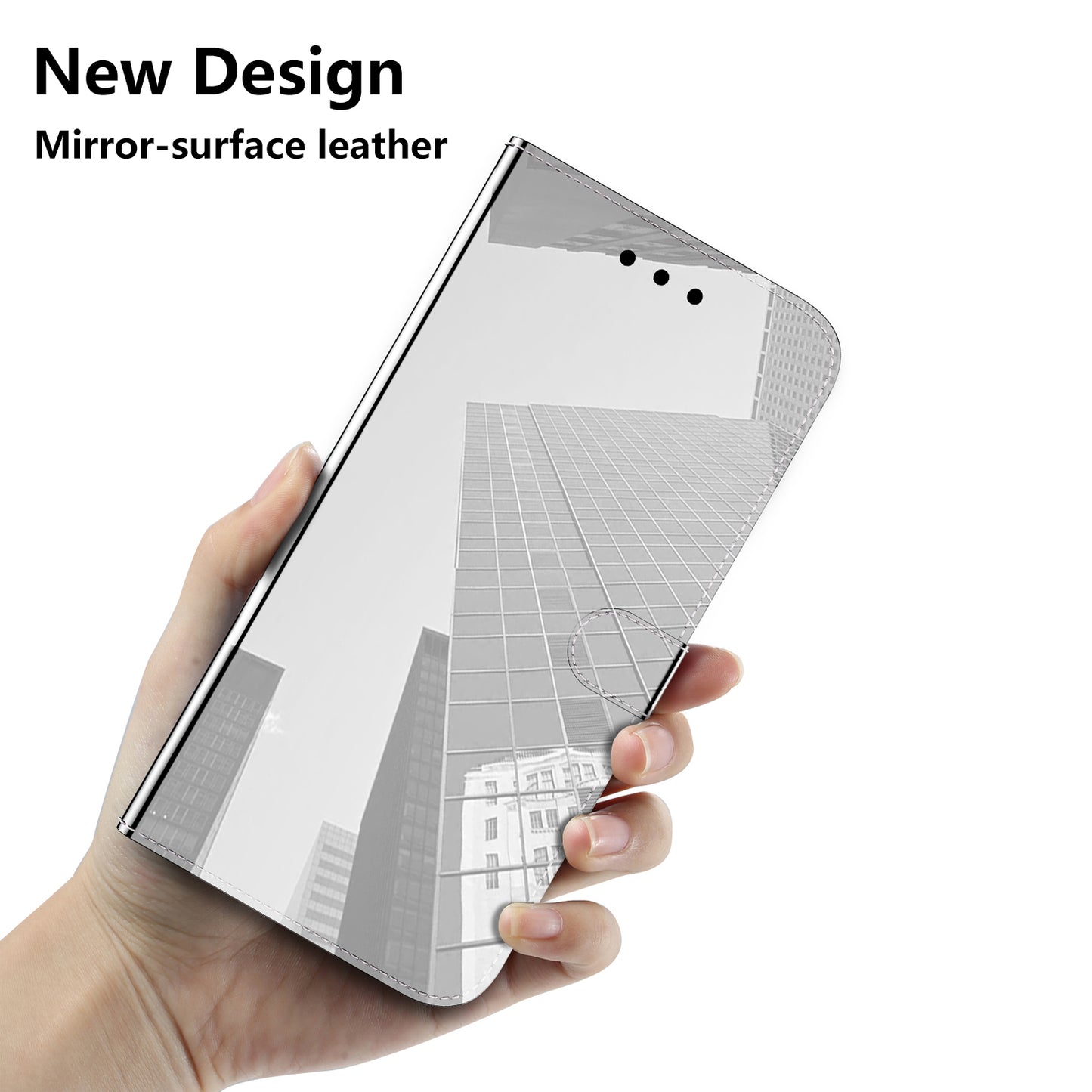 Mirror-like Surface Leather Phone Protective Cover Stand Wallet Case for Sony Xperia 5 III 5G