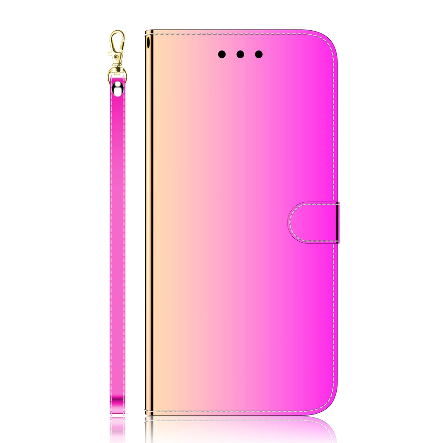 Mirror-like Surface Leather Phone Protective Cover Stand Wallet Case for Sony Xperia 5 III 5G