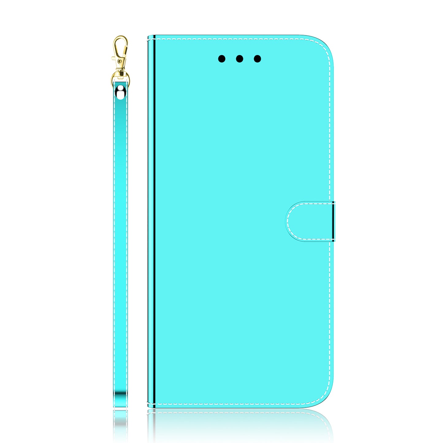 Mirror-like Surface Leather Phone Protective Cover Stand Wallet Case for Sony Xperia 5 III 5G