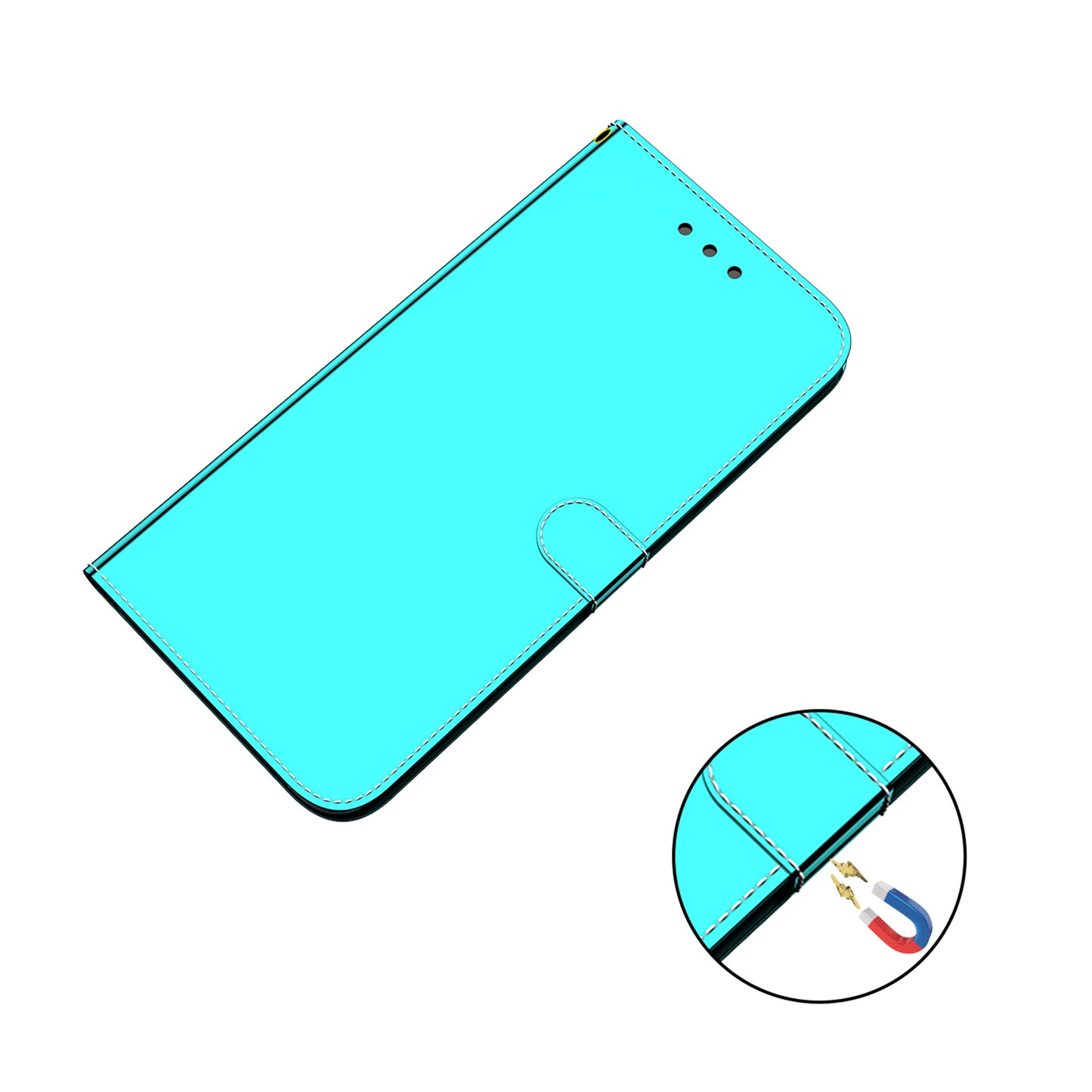 Mirror-like Surface Leather Phone Protective Cover Stand Wallet Case for Sony Xperia 5 III 5G