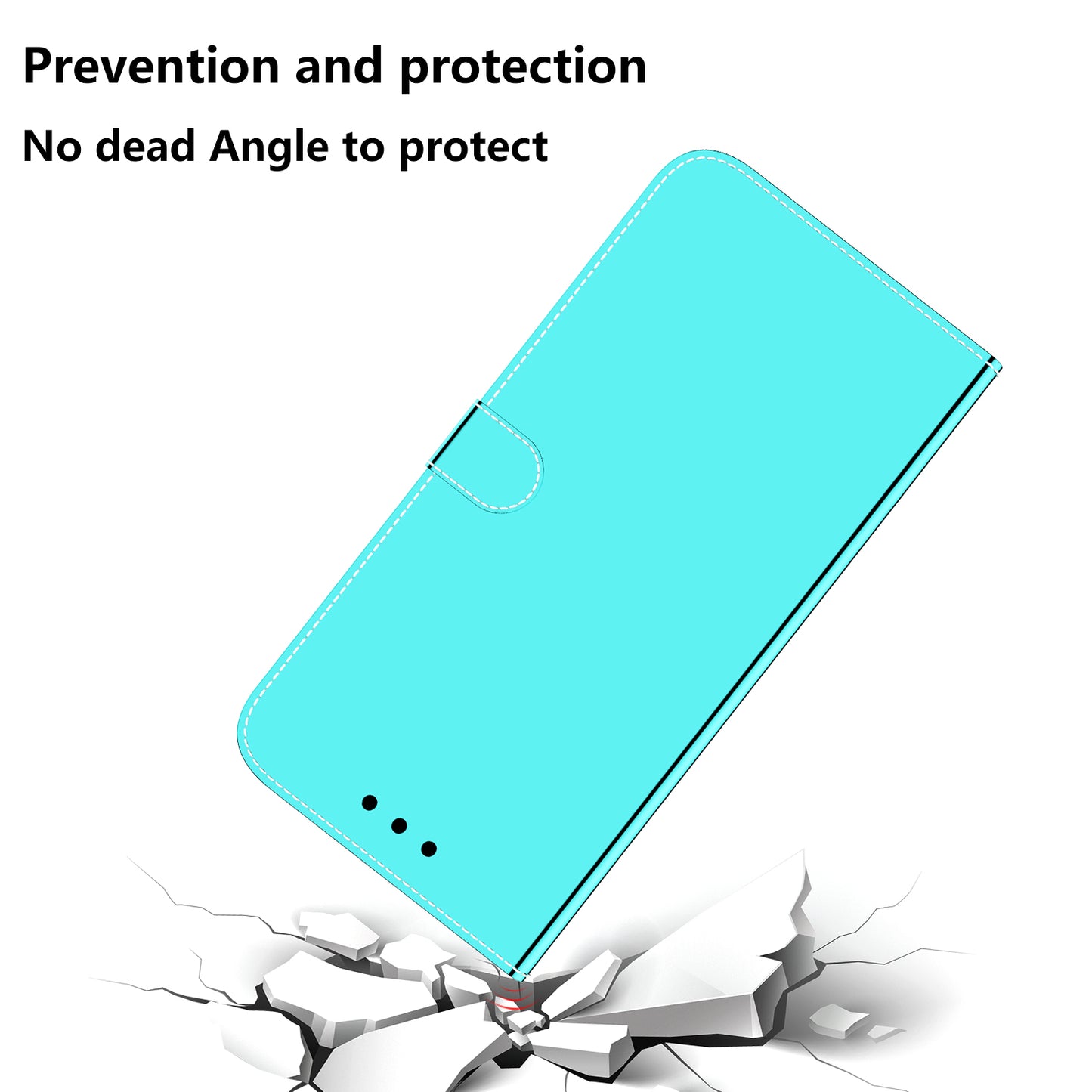 Mirror-like Surface Leather Phone Protective Cover Stand Wallet Case for Sony Xperia 5 III 5G