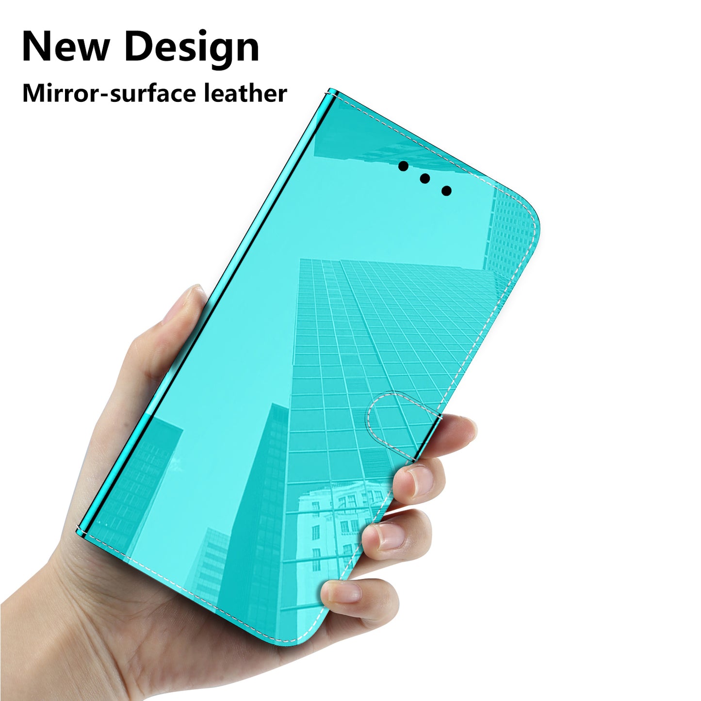 Mirror-like Surface Leather Phone Protective Cover Stand Wallet Case for Sony Xperia 5 III 5G