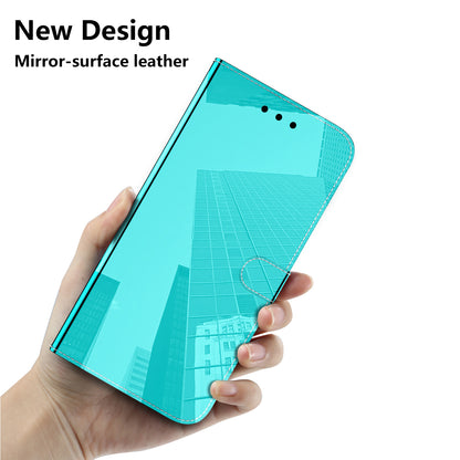 Mirror-like Surface Leather Phone Protective Cover Stand Wallet Case for Sony Xperia 5 III 5G