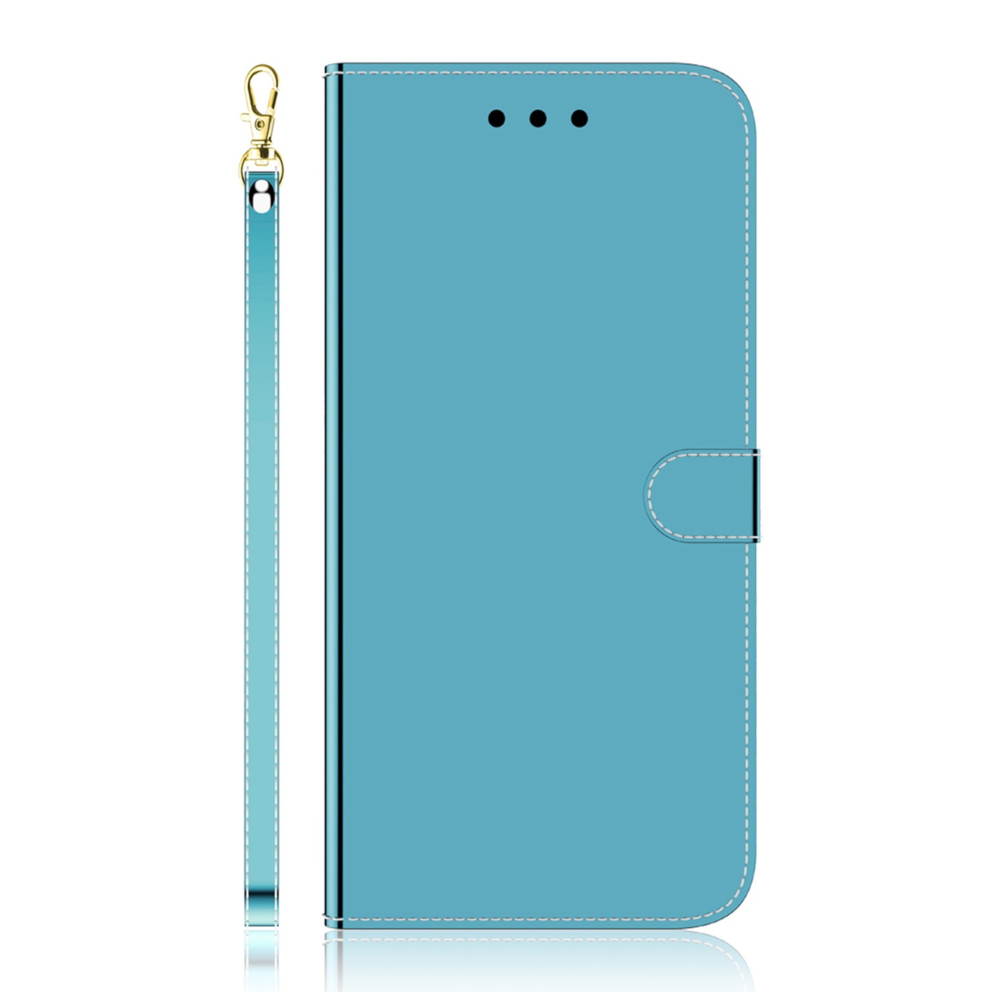 Mirror-like Surface Leather Phone Protective Cover Stand Wallet Case for Sony Xperia 5 III 5G