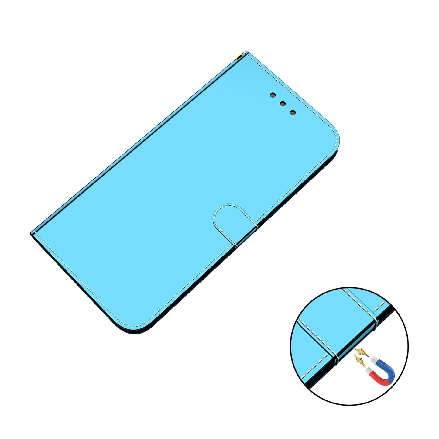 Mirror-like Surface Leather Phone Protective Cover Stand Wallet Case for Sony Xperia 5 III 5G