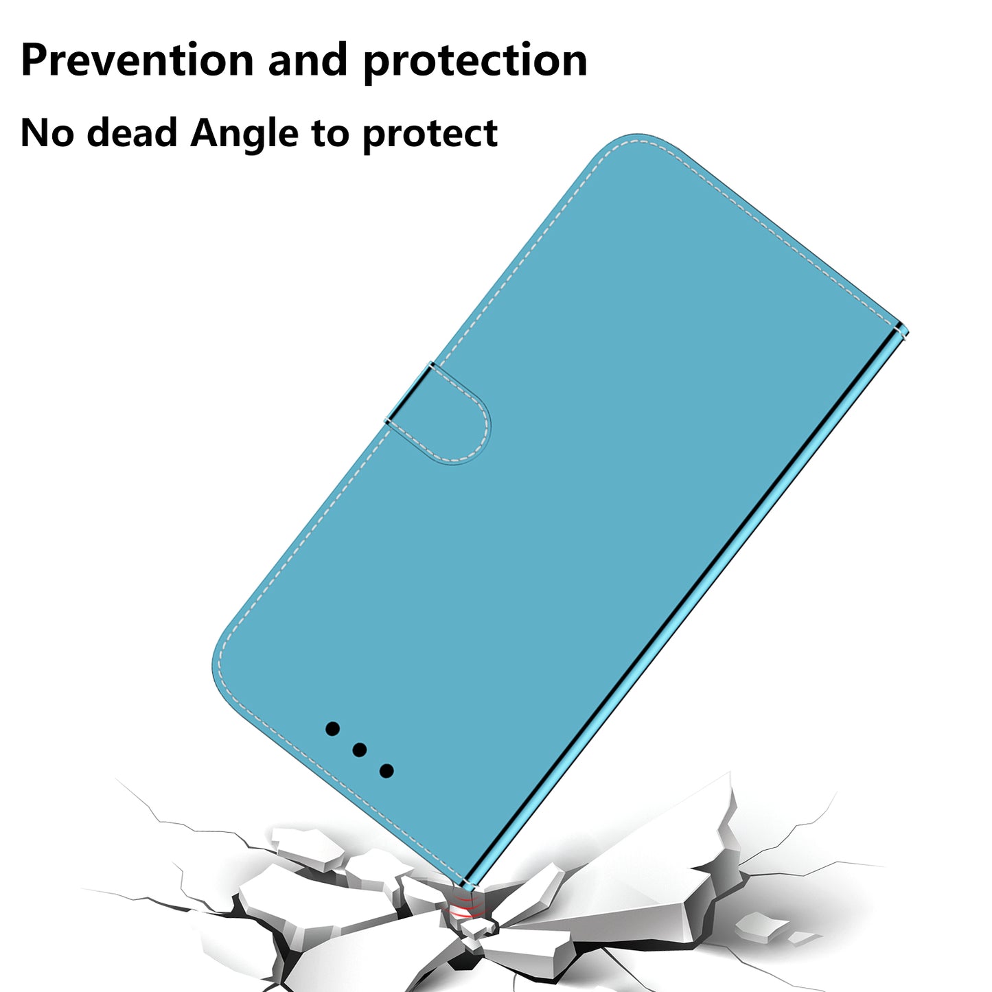 Mirror-like Surface Leather Phone Protective Cover Stand Wallet Case for Sony Xperia 5 III 5G