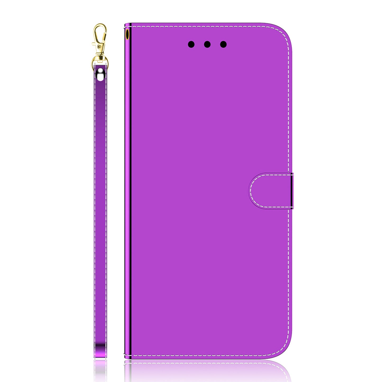 Mirror-like Surface Leather Phone Protective Cover Stand Wallet Case for Sony Xperia 5 III 5G