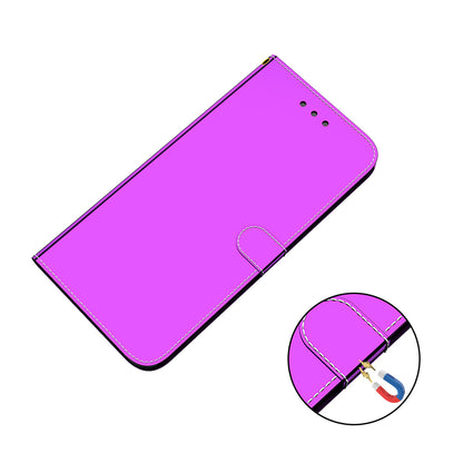 Mirror-like Surface Leather Phone Protective Cover Stand Wallet Case for Sony Xperia 5 III 5G