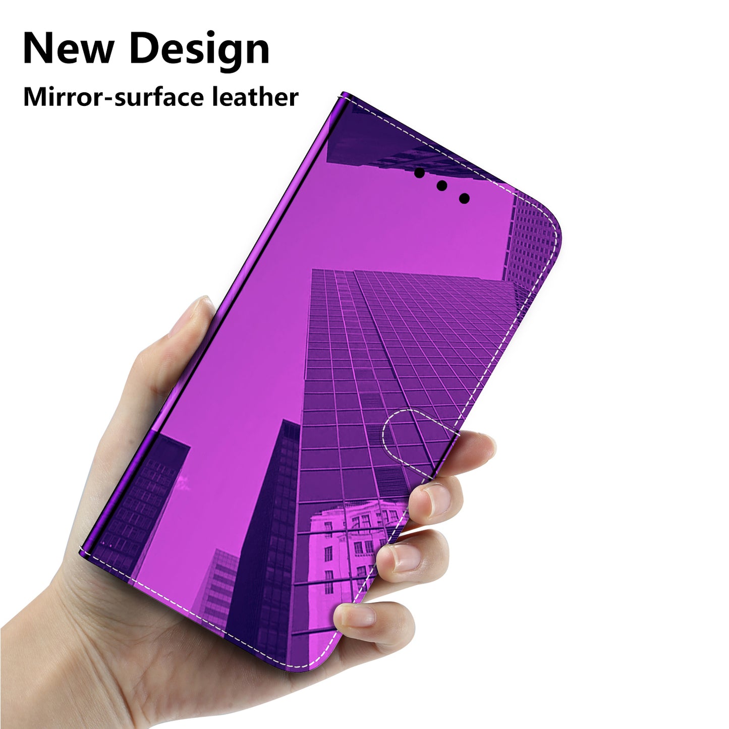 Mirror-like Surface Leather Phone Protective Cover Stand Wallet Case for Sony Xperia 5 III 5G