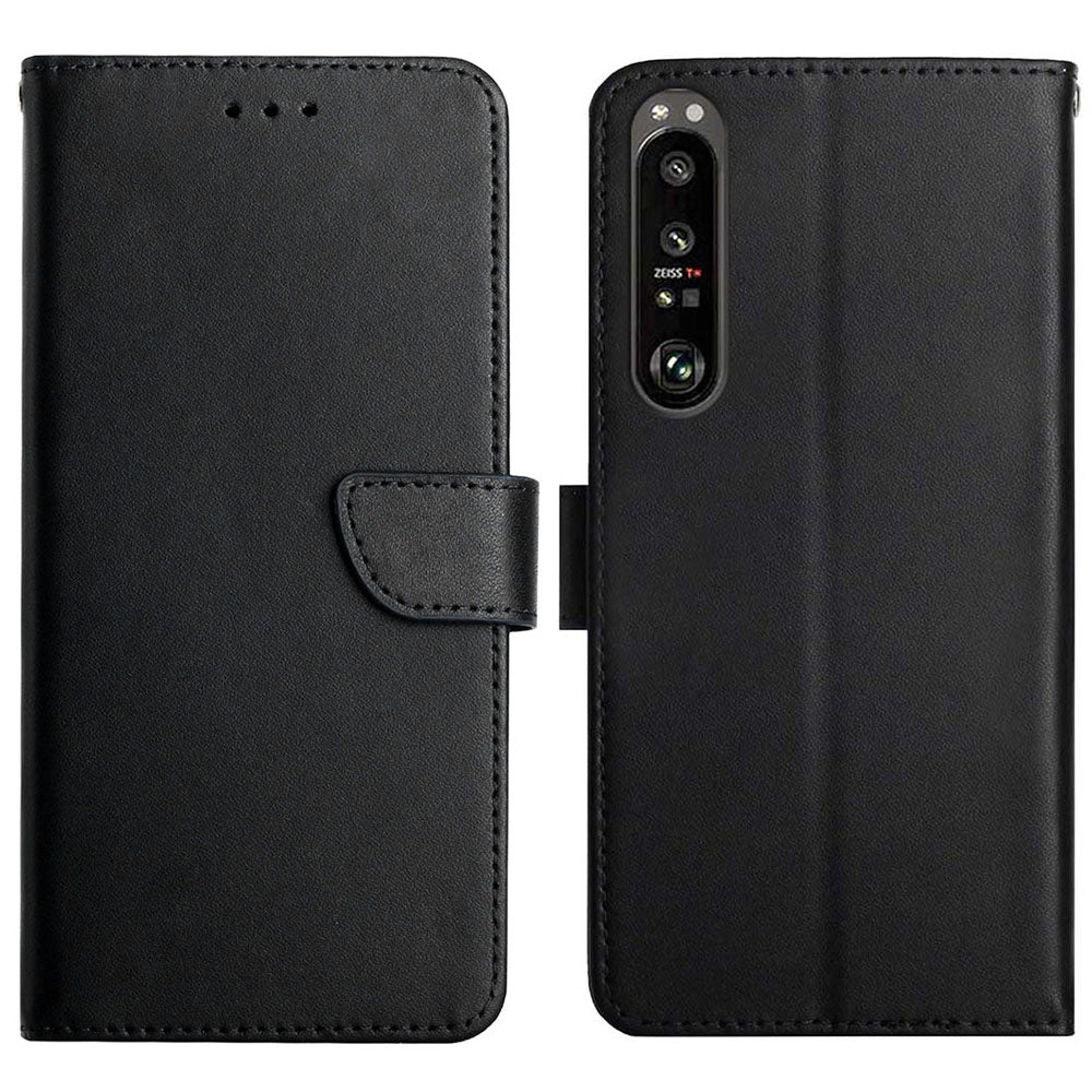 Smooth Touch Flip Phone Protector Genuine Leather Nappa Texture Multifunction Wallet Stand Good Protective Phone Case for Sony Xperia 5 III 5G