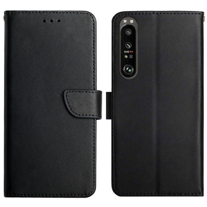 Smooth Touch Flip Phone Protector Genuine Leather Nappa Texture Multifunction Wallet Stand Good Protective Phone Case for Sony Xperia 5 III 5G