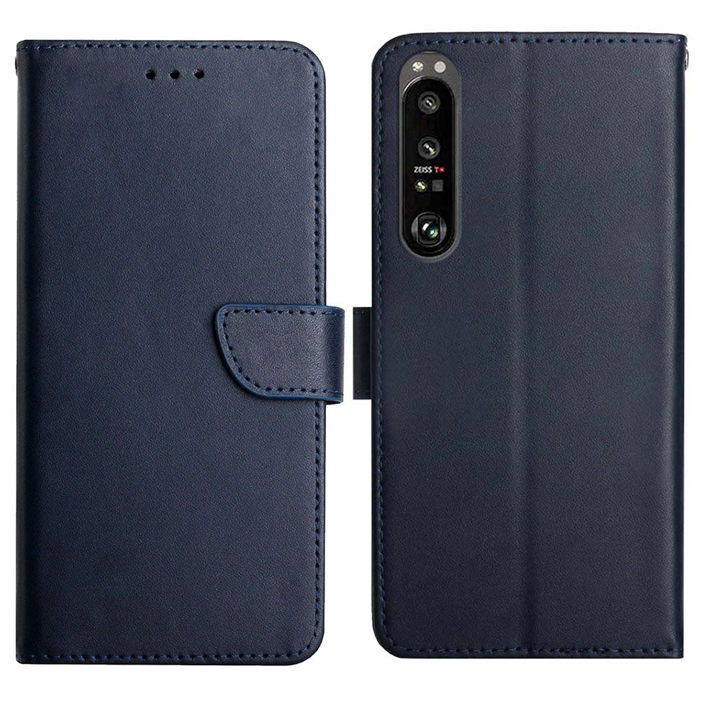Smooth Touch Flip Phone Protector Genuine Leather Nappa Texture Multifunction Wallet Stand Good Protective Phone Case for Sony Xperia 5 III 5G