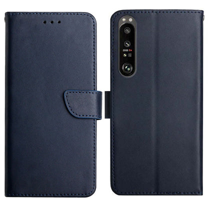 Smooth Touch Flip Phone Protector Genuine Leather Nappa Texture Multifunction Wallet Stand Good Protective Phone Case for Sony Xperia 5 III 5G