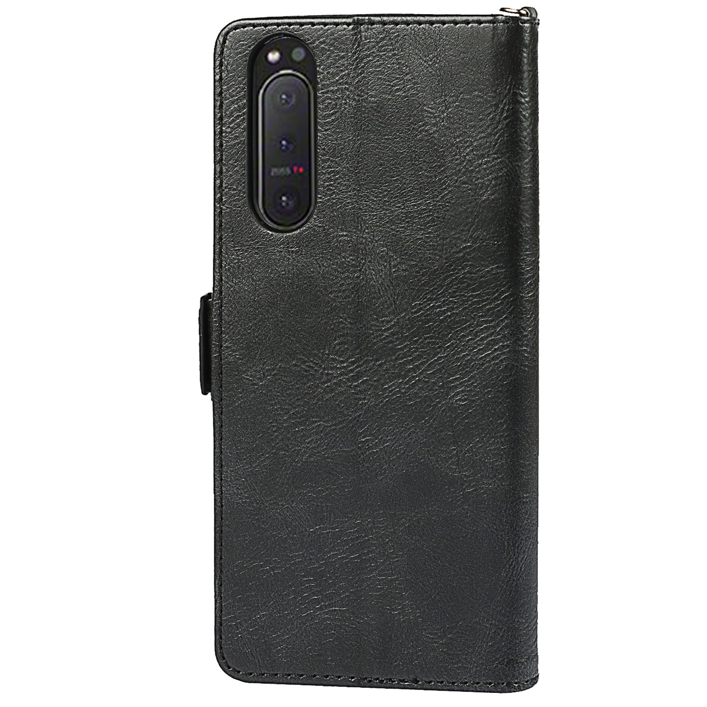 RFID Blocking Anti-fall Flip Phone Case Magnetic Closure Wallet Phone Cover with Strap and Supporting Stand for Sony Xperia 5 II