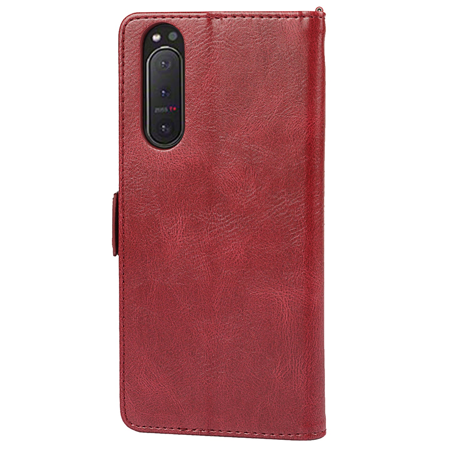 RFID Blocking Anti-fall Flip Phone Case Magnetic Closure Wallet Phone Cover with Strap and Supporting Stand for Sony Xperia 5 II