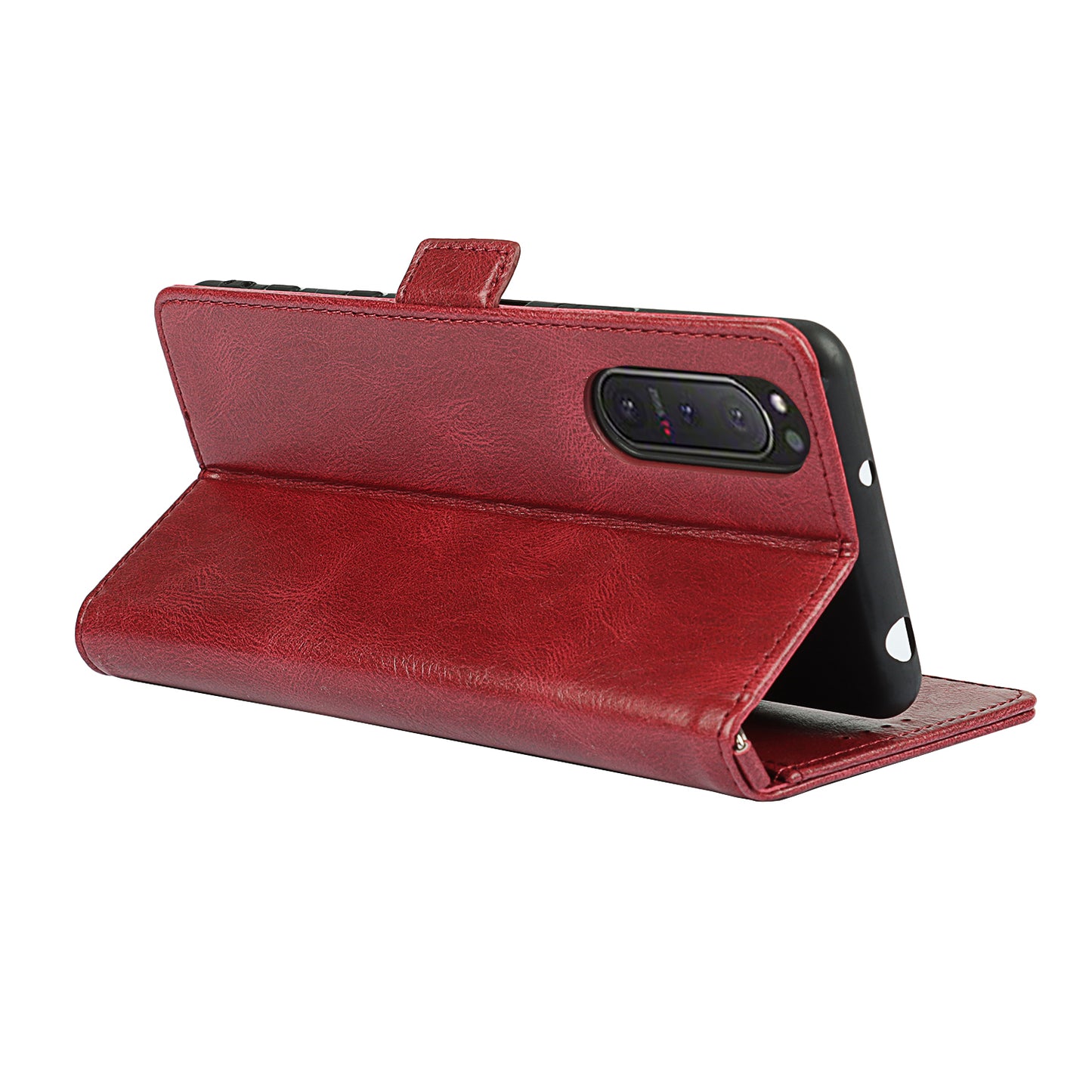 RFID Blocking Anti-fall Flip Phone Case Magnetic Closure Wallet Phone Cover with Strap and Supporting Stand for Sony Xperia 5 II
