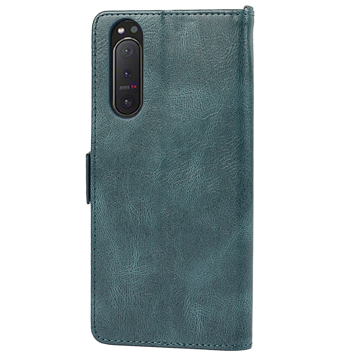 RFID Blocking Anti-fall Flip Phone Case Magnetic Closure Wallet Phone Cover with Strap and Supporting Stand for Sony Xperia 5 II