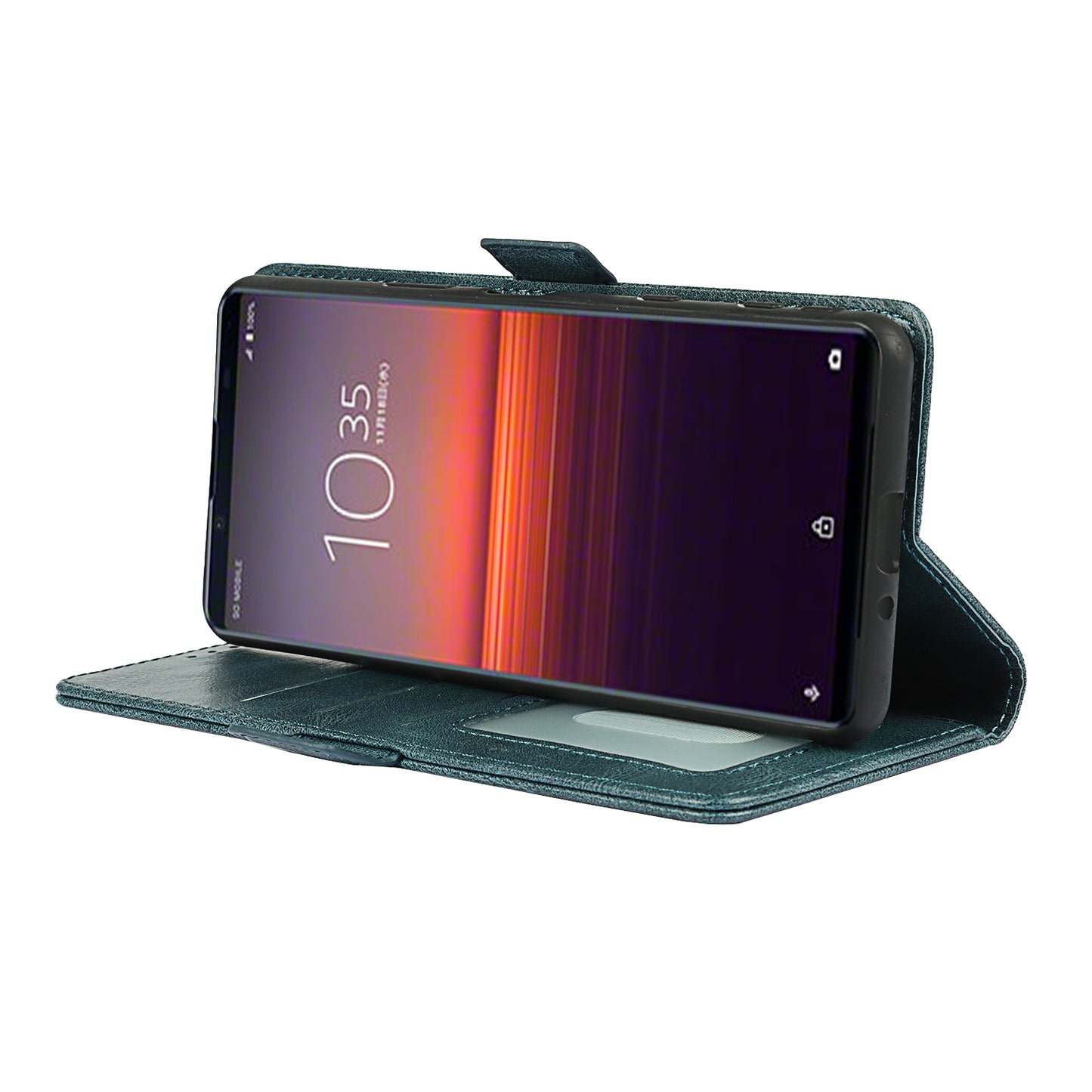 RFID Blocking Anti-fall Flip Phone Case Magnetic Closure Wallet Phone Cover with Strap and Supporting Stand for Sony Xperia 5 II
