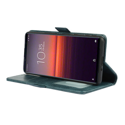 RFID Blocking Anti-fall Flip Phone Case Magnetic Closure Wallet Phone Cover with Strap and Supporting Stand for Sony Xperia 5 II