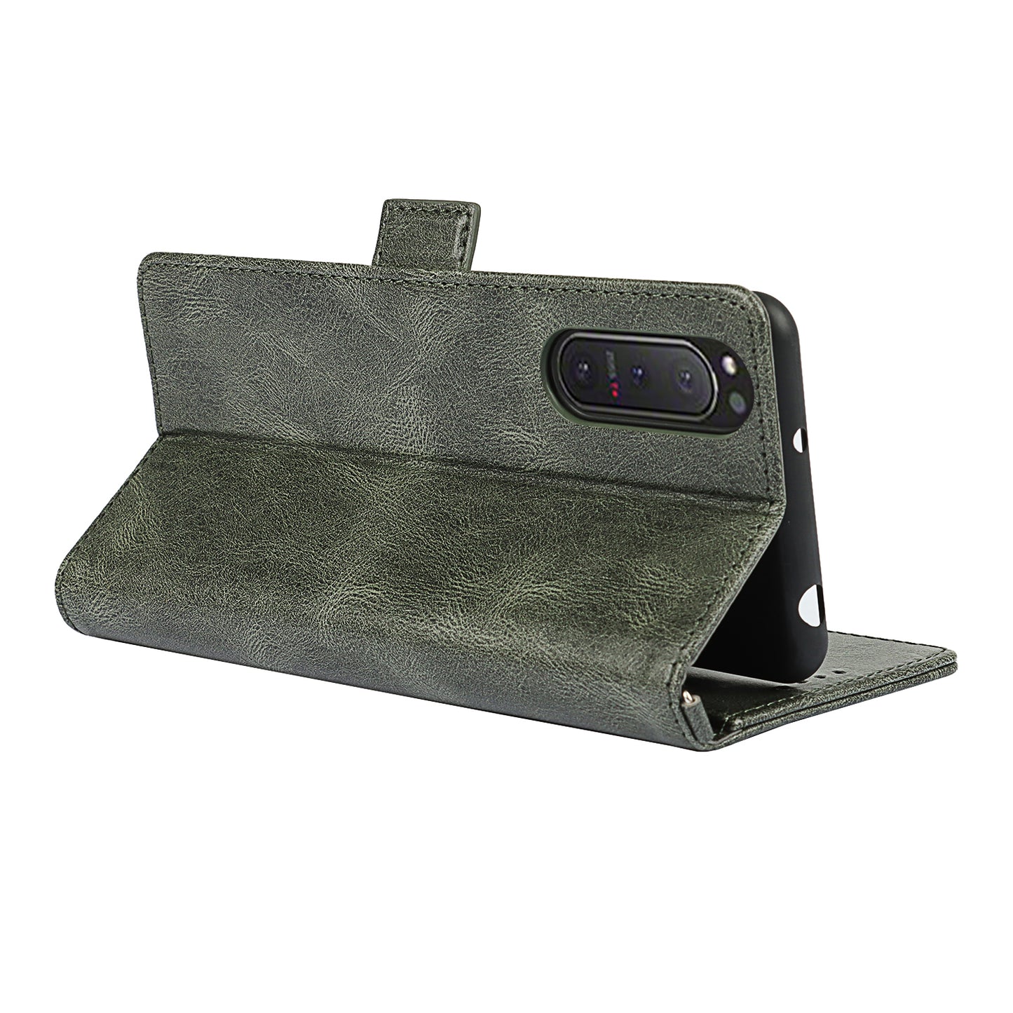 RFID Blocking Anti-fall Flip Phone Case Magnetic Closure Wallet Phone Cover with Strap and Supporting Stand for Sony Xperia 5 II