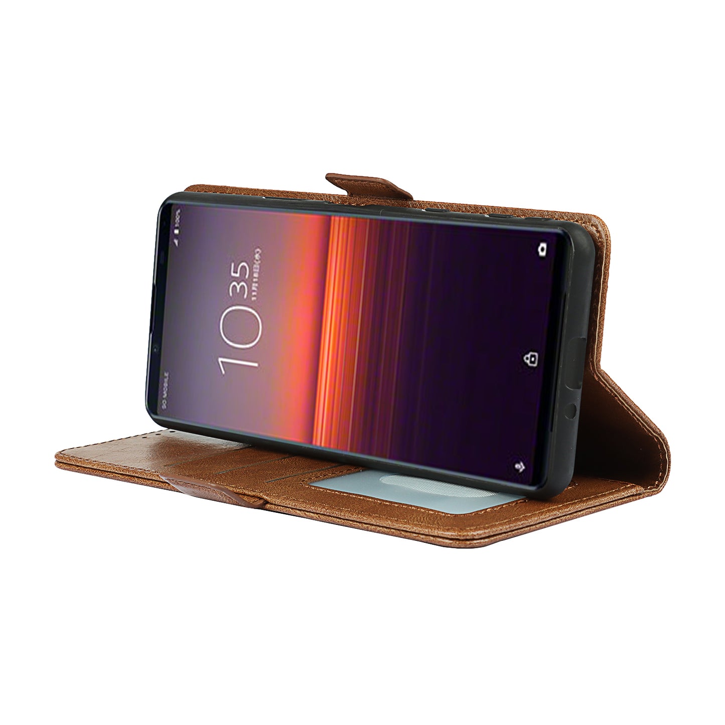 RFID Blocking Anti-fall Flip Phone Case Magnetic Closure Wallet Phone Cover with Strap and Supporting Stand for Sony Xperia 5 II